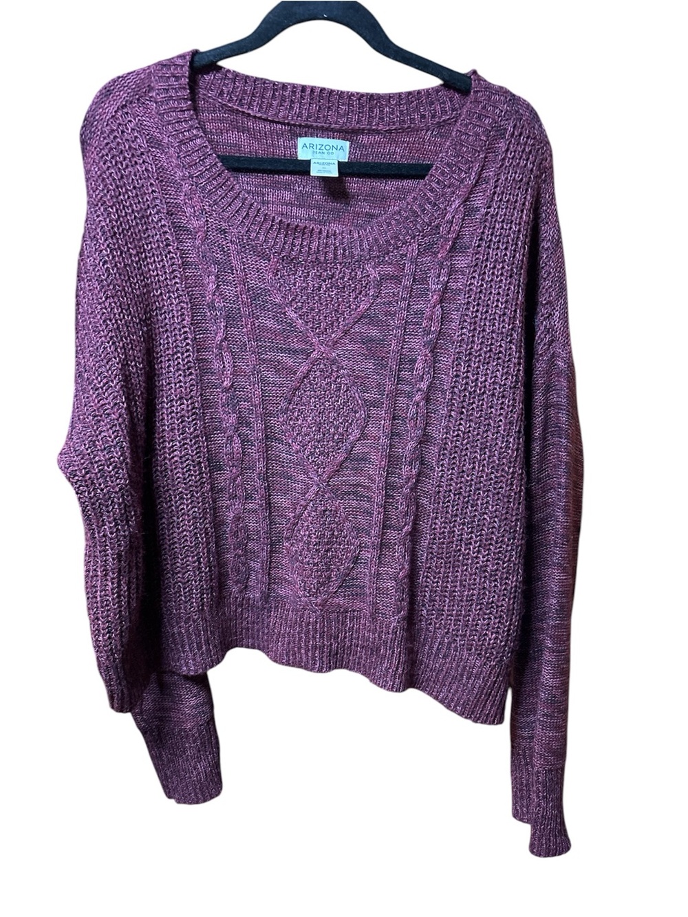 Arizona Women’s Maroon Cable Knit Sweater XL